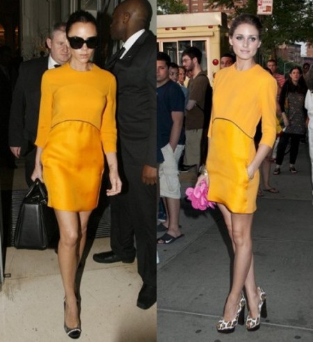 Victoria Beckham e Olivia Palermo con lo stesso abito giallo: chi vince la sfida?