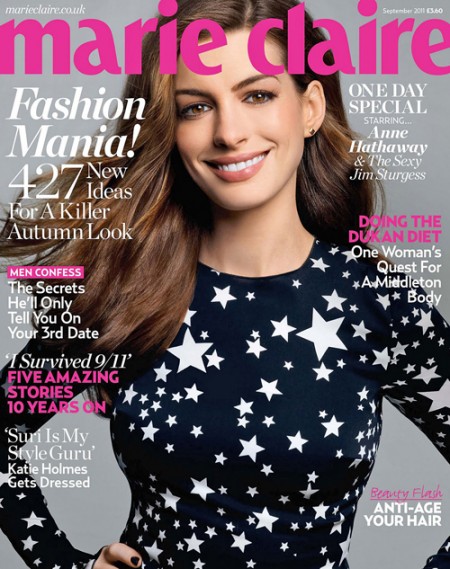 Anne Hathaway cover girl per Marie Claire UK di settembre 2011 in Dolce&Gabbana