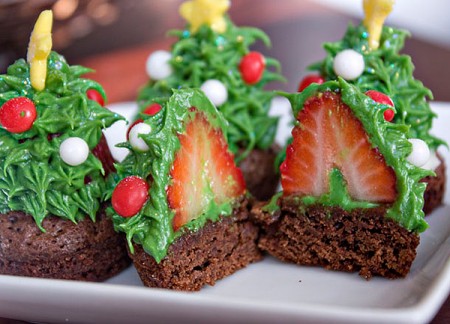 Brownies cioccolato fragole natale