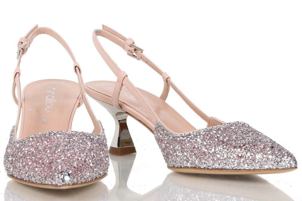 slingback glitter tacco basso