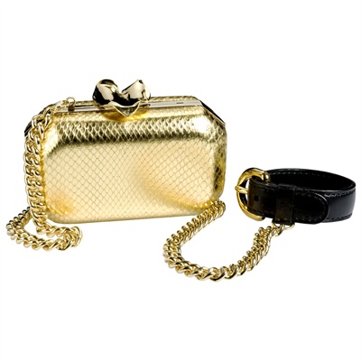 Borse Moschino: pochette in pitone dorato