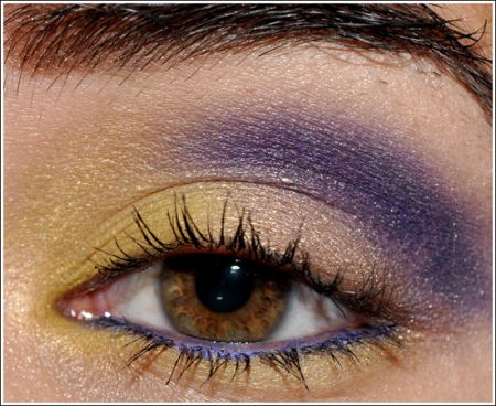 trucco occhi giallo e viola