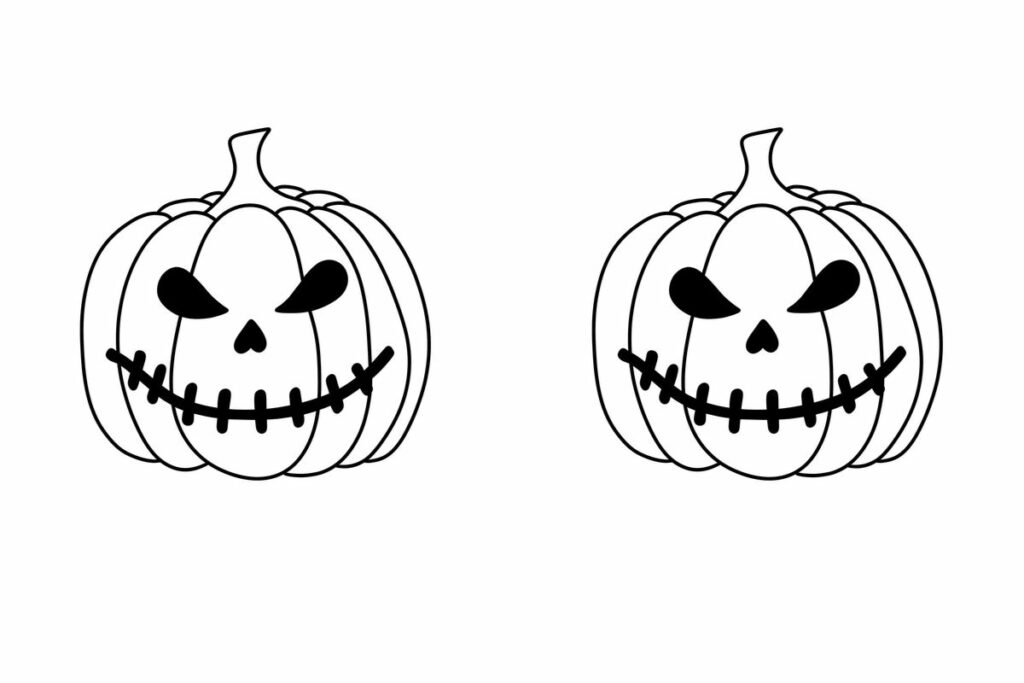 due zucche di halloween disegnate in bianco e nero
