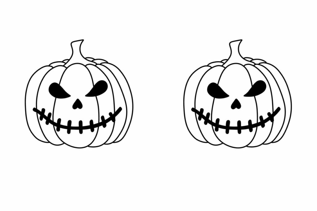 due zucche di halloween disegnate in bianco e nero