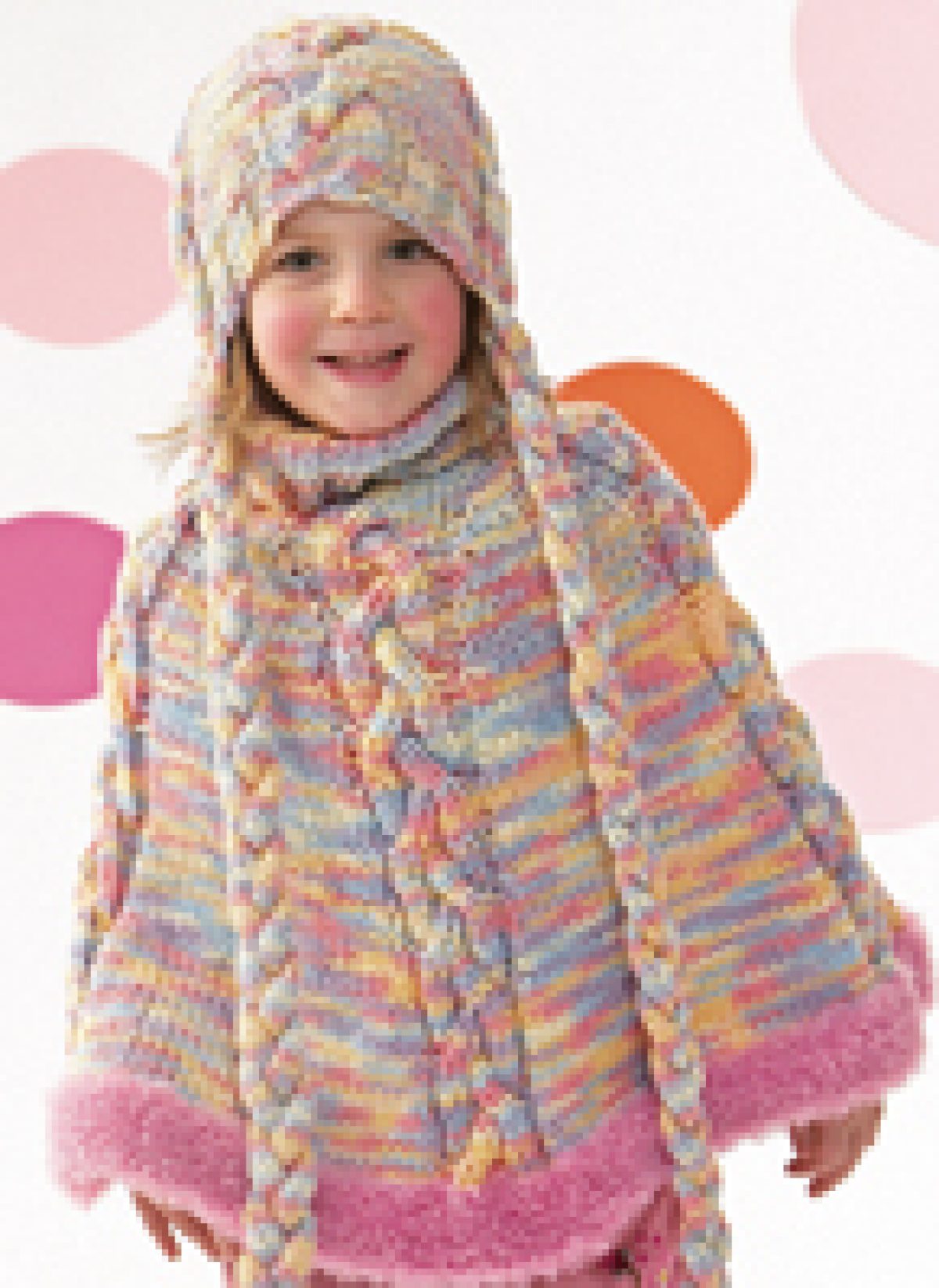 Danaest Poncho da bambina a maglia con collo alto 601 Danaest Poncho da bambina a maglia con collo alto 601