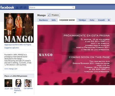 Mango, la sfilata in diretta su Facebook