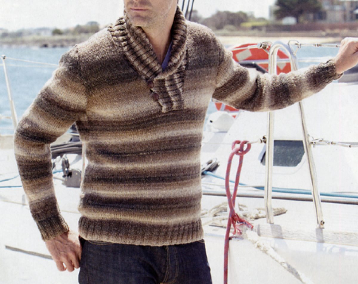 Lavori a maglia: un pullover sciallato per lui | Pourfemme