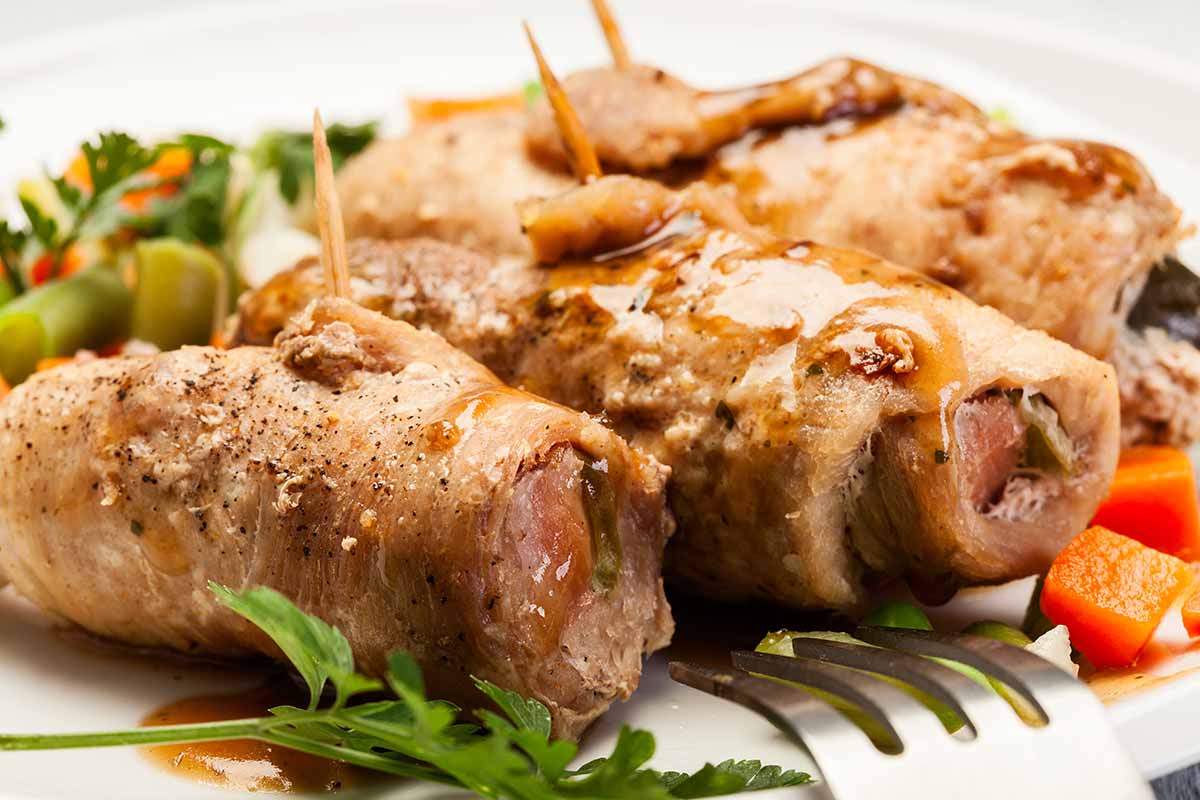 Involtini di vitello e mortadella