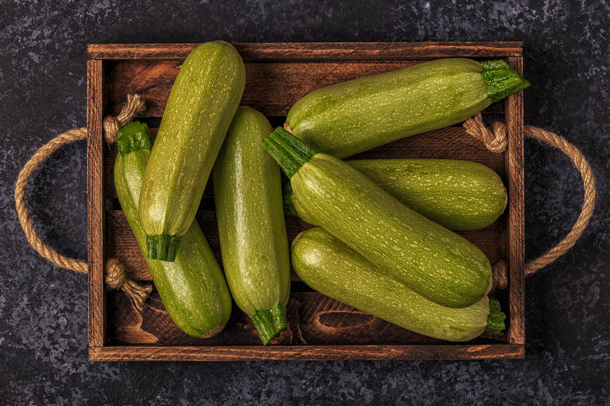 Cesta di zucchine verdi