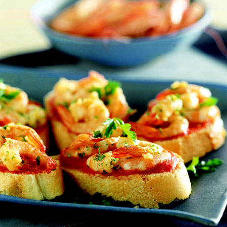 Ricette light: crostini di gamberetti