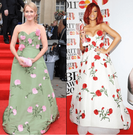 Gli abiti a fiori di Oscar de la Renta conquistano le star, meglio Rihanna o J.K Rowling?