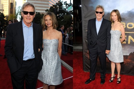 Calista Flockhart con un abito black & white di Emporio Armani