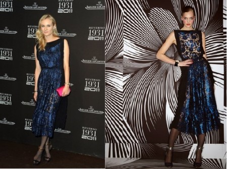 Lo stile perfetto di Diane Kruger con un abito blu notte di Vionnet