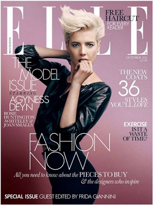 La ribelle top model Agyness Deyn incanta le lettrici di Elle nel numero di ottobre 2011