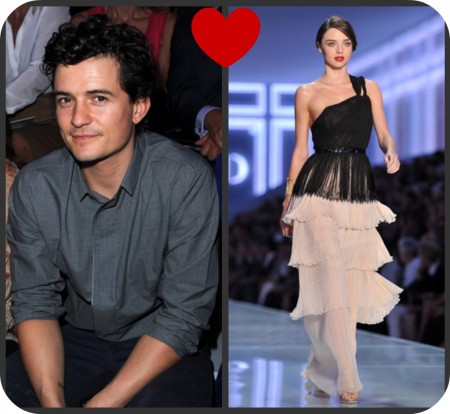 Miranda Kerr sfila per Dior a Parigi, bella come il sole, e ad ammirarla il marito Orlando Bloom