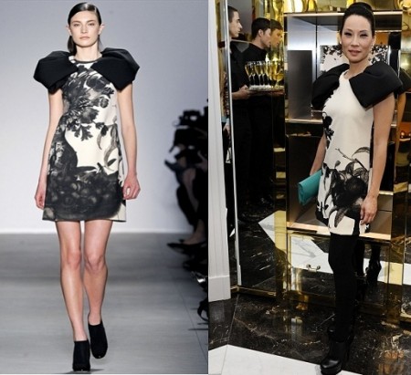 Lucy Liu sceglie i fiori invernali di Giambattista Valli