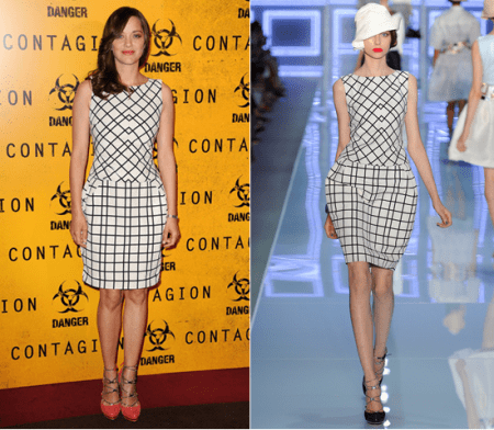 Marion Cotillard con un abito black&white di Christian Dior