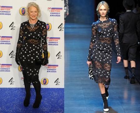 Anche Helen Mirren con le stelline Dolce & Gabbana