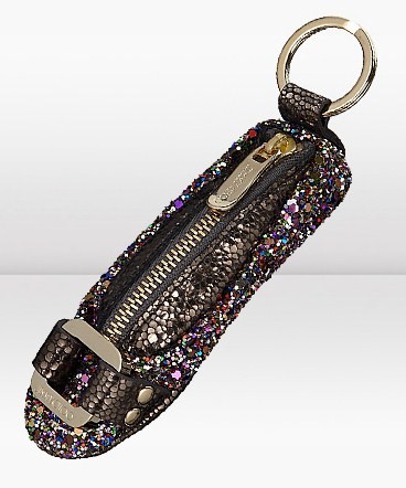 Idee regalo Jimmy Choo, il portachiavi Morse KC a forma di ballerina con stampa glitter