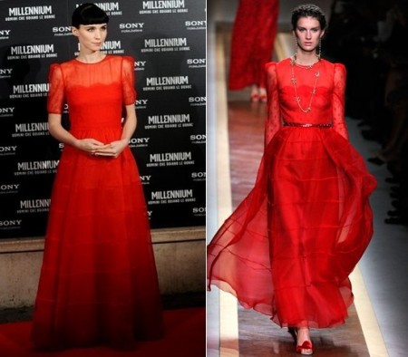 Rooney Mara in rosso Valentino, un sogno…