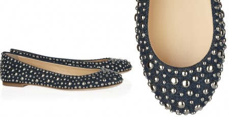 Scarpe Giuseppe Zanotti, le ballerine in denim con le borchie