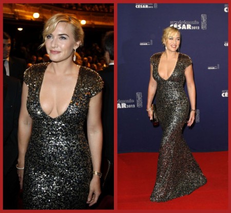 La bellezza curvy di Kate Winslet illumina gli Oscar francesi, suo il look più seducente