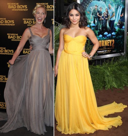 Katherine Heigl e Vanessa Hudgens con abiti Maria Lucia Hohan quasi identici