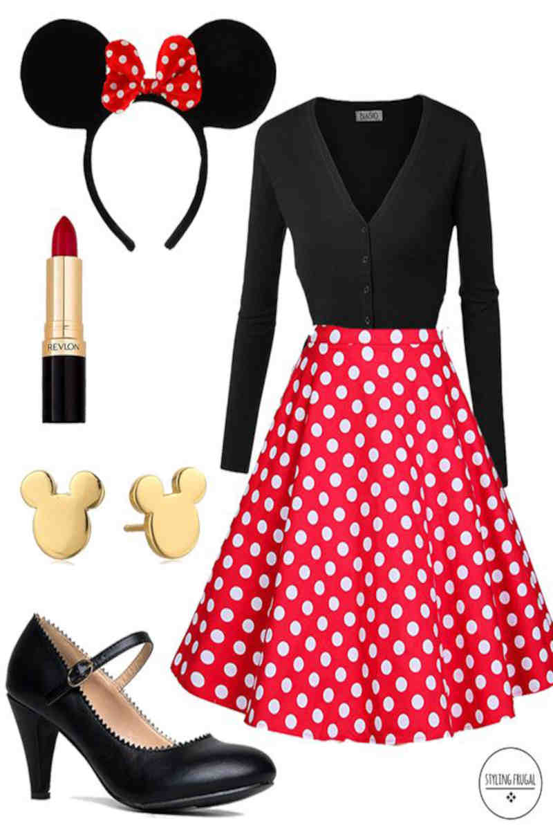 6 Pcs Vestito Minnie Bambina, Costume Da Topo Mit LED, Rosso Tutù