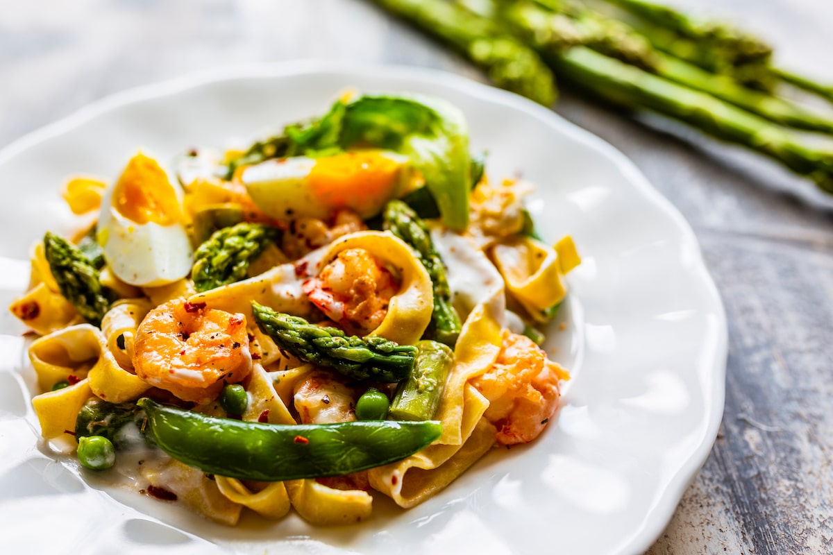 Pappardelle gamberi e asparagi