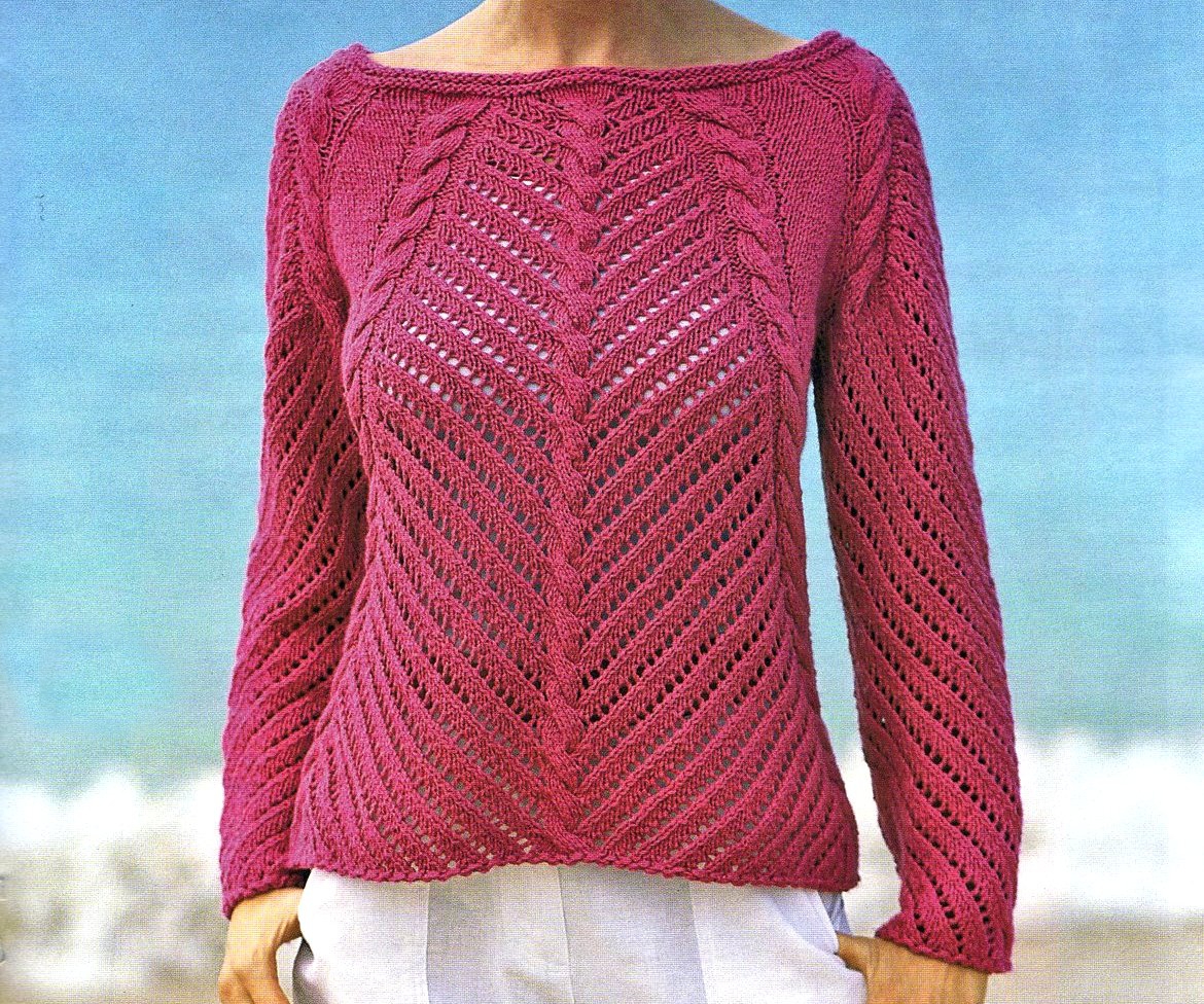 Lavori a maglia per creare un pull ajour rosa