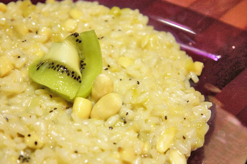 Risotto kiwi e mandorle, ricetta light