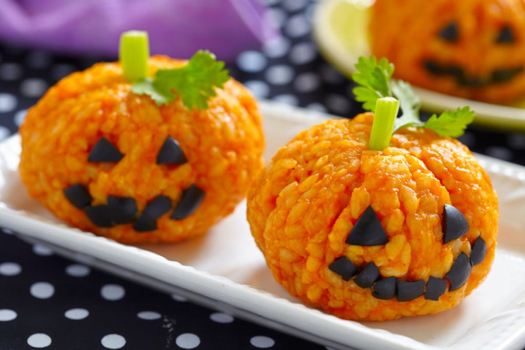 risotto a forma di zucca per Halloween