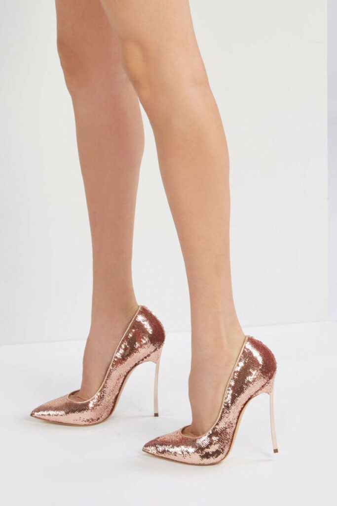 pumps tacco a spillo Casadei rosa glitter