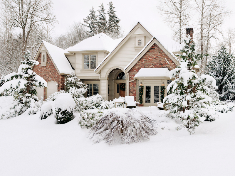 Suburban house in the snow