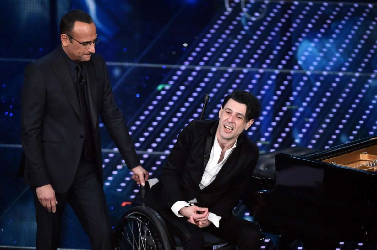 Ezio Bosso con Carlo Conti a Sanremo 2016