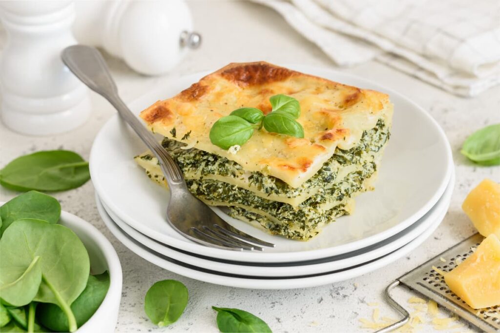 lasagna vegetariana con spinaci