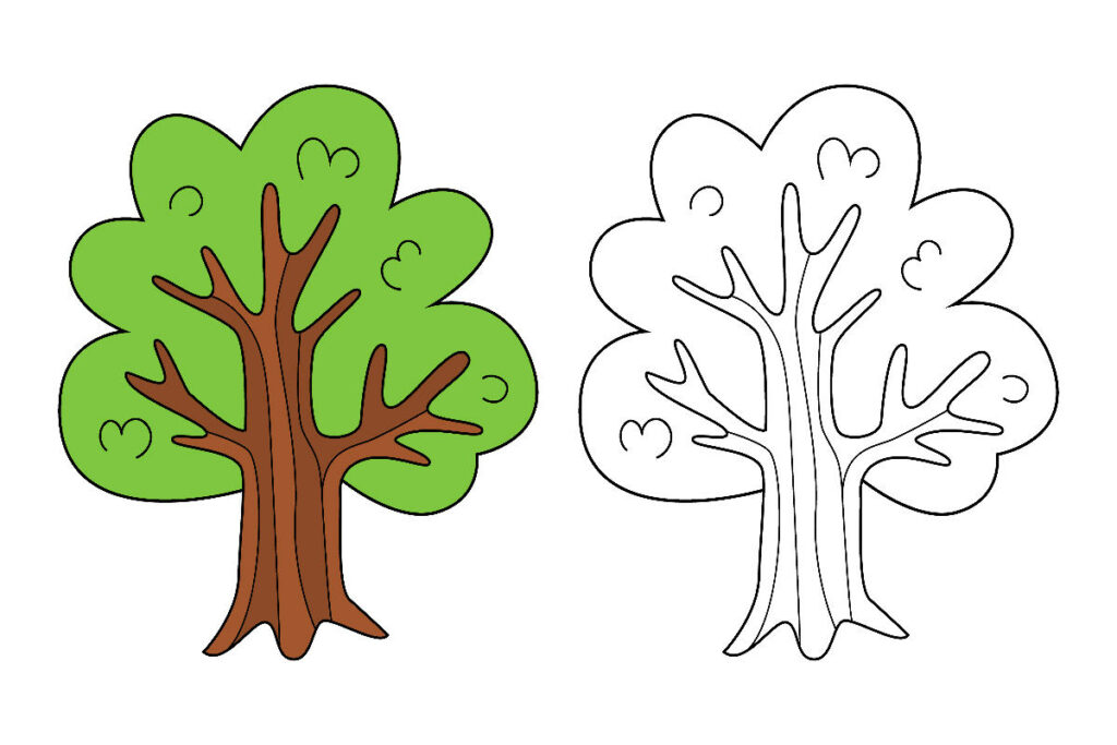 immagini di alberi da colorare semplici