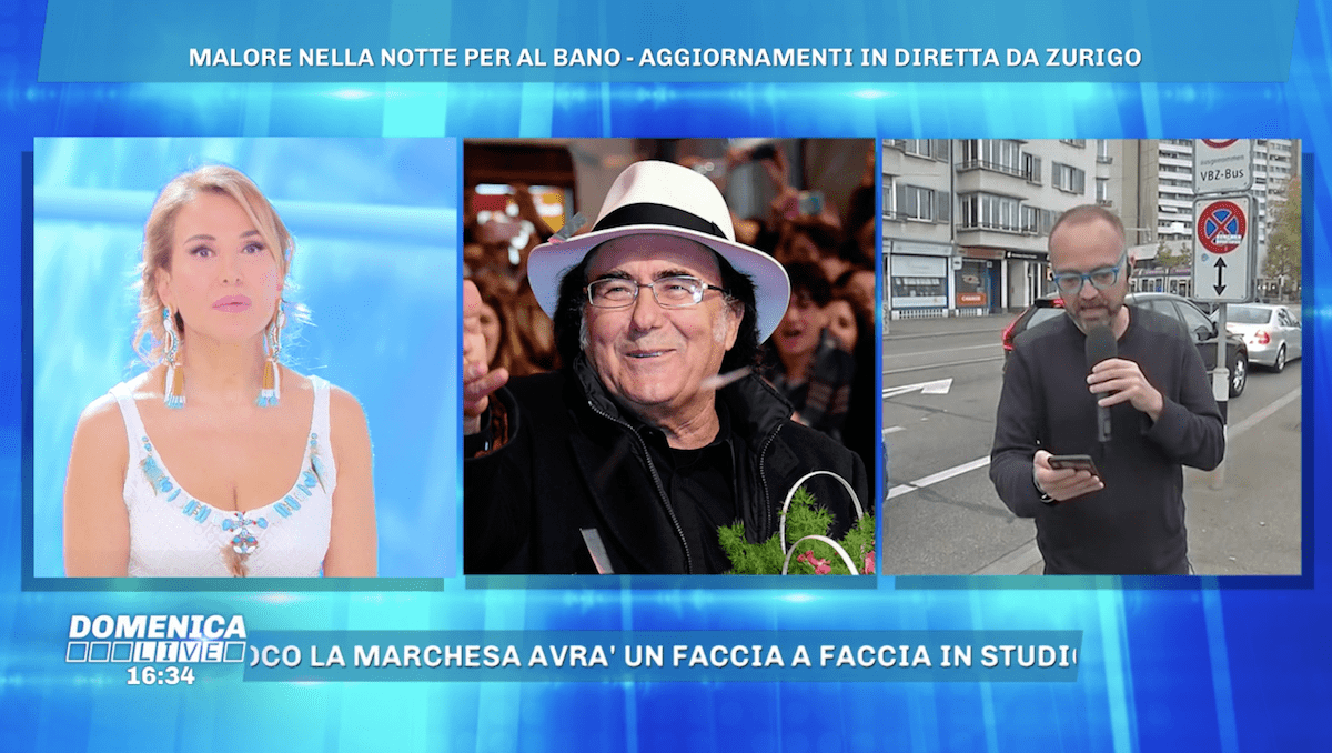 Malore per Albano, il cantante salta la puntata di Domenica Live