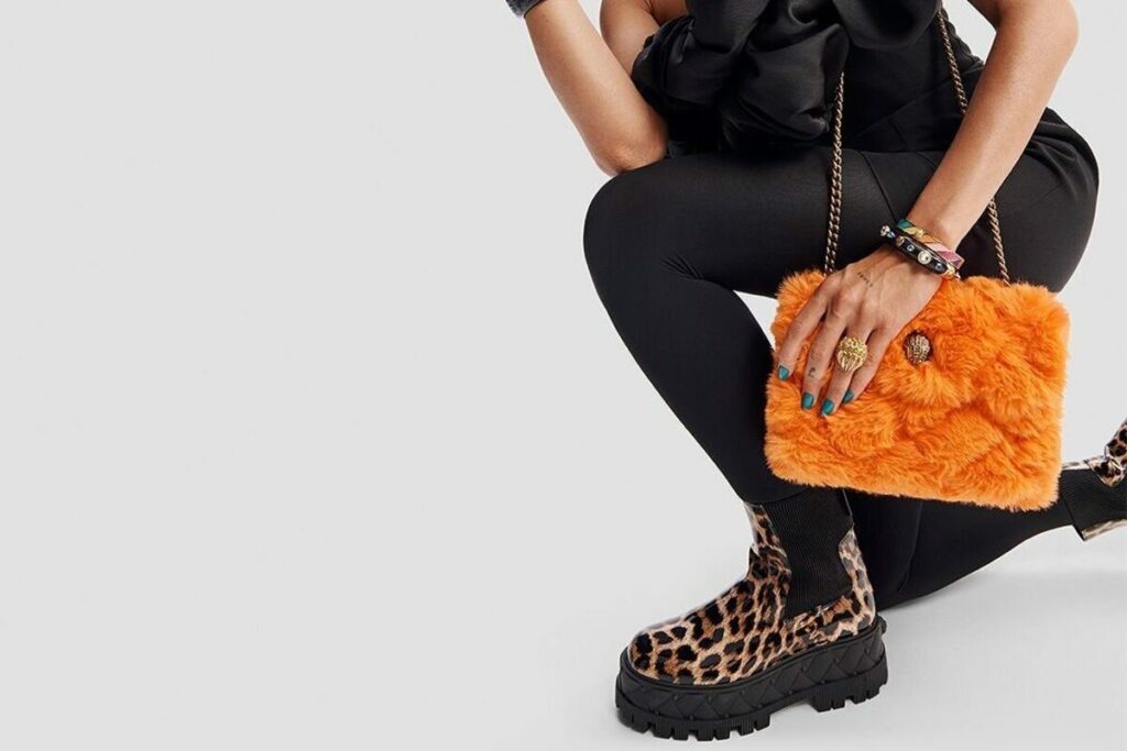 Borsa Faux Fur di Kurt Geiger color arancione- moda borse autunno inverno