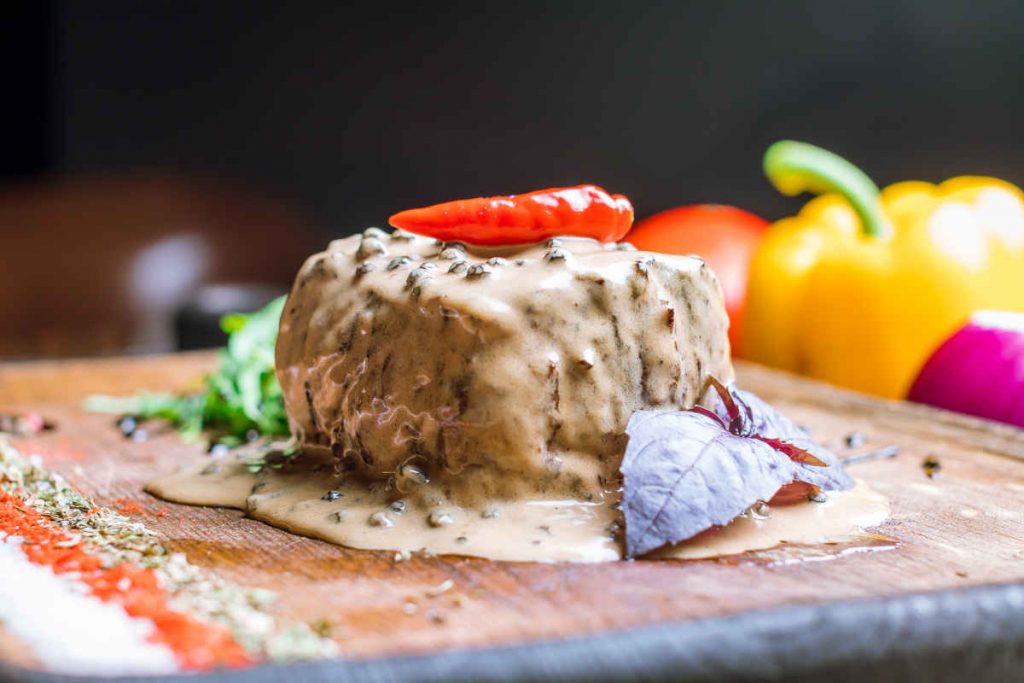 trancio di filetto al pepe verde