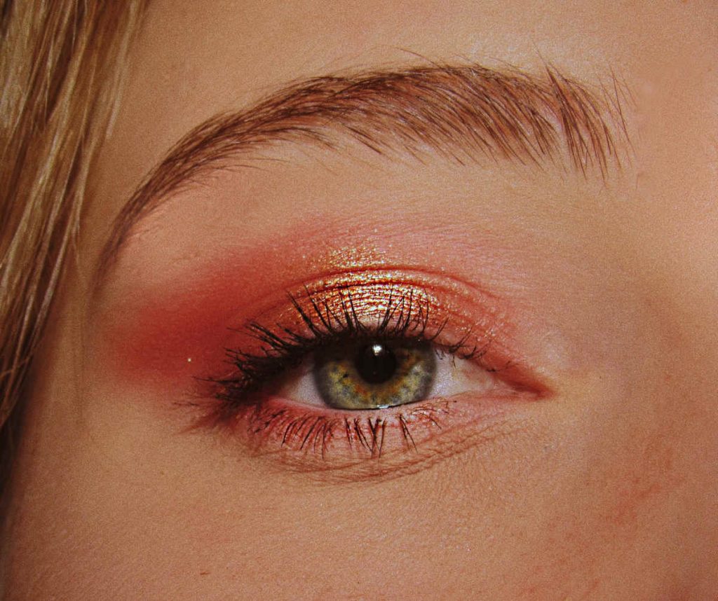 trucco occhi arancione pesca e rame