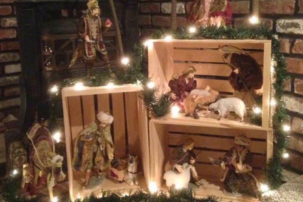 presepe fai da te con cassette legno