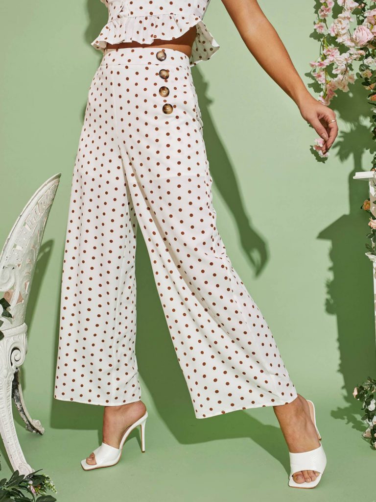 pantaloni a palazzo a pois