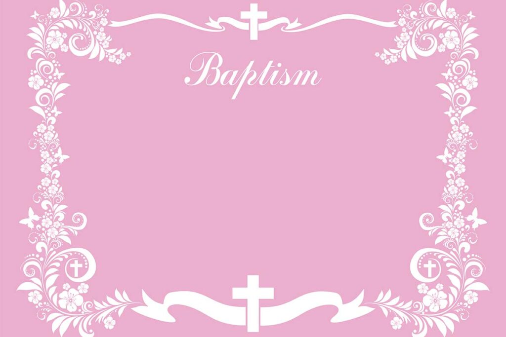 Biglietto rosa da stampare per gli auguri di battesimo
