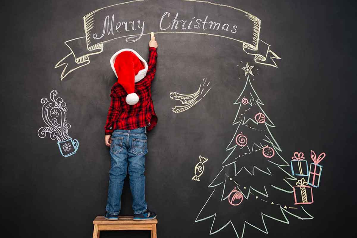 bambino disegni di natale lavagna