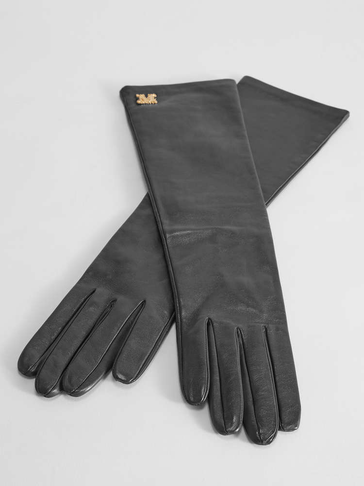 guanti pelle nero gomito max mara
