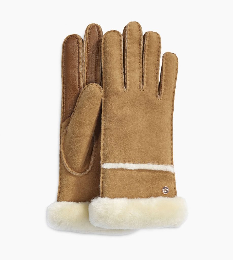 guanti pelliccia montone scamosciato beige ugg