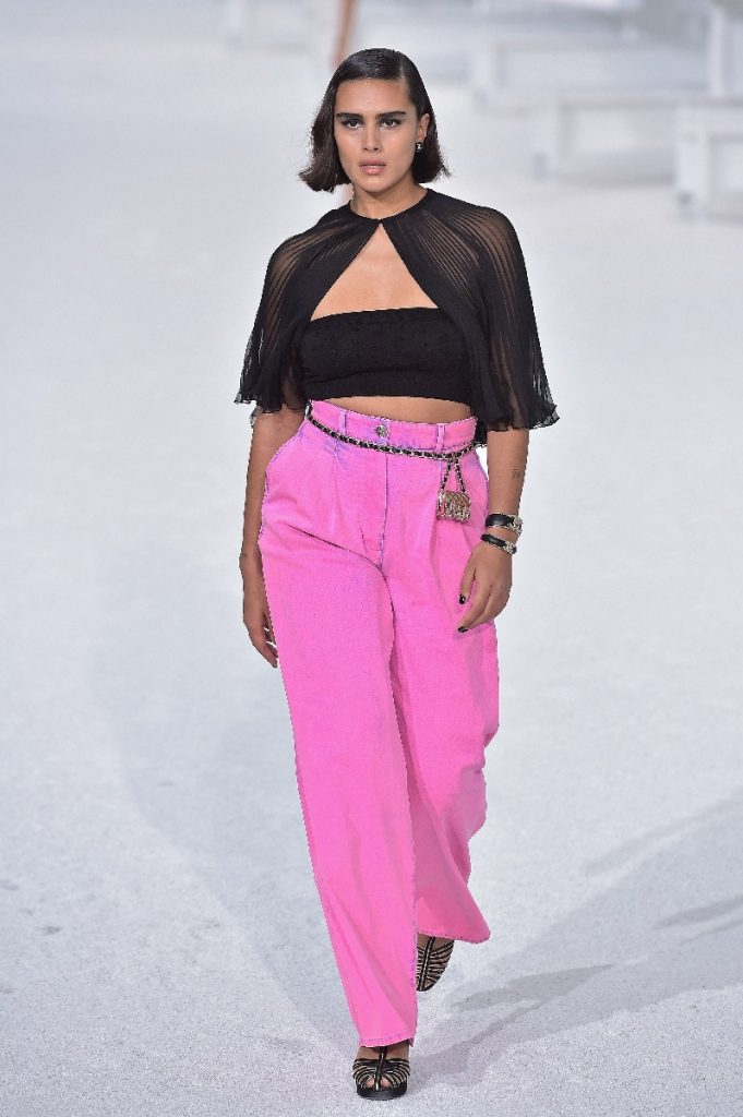 A model walks the runway during the Chanel Womenswear Spring/Summer 2021 show as part of Paris Fashion Week on October 06, 2020 in Paris, France.