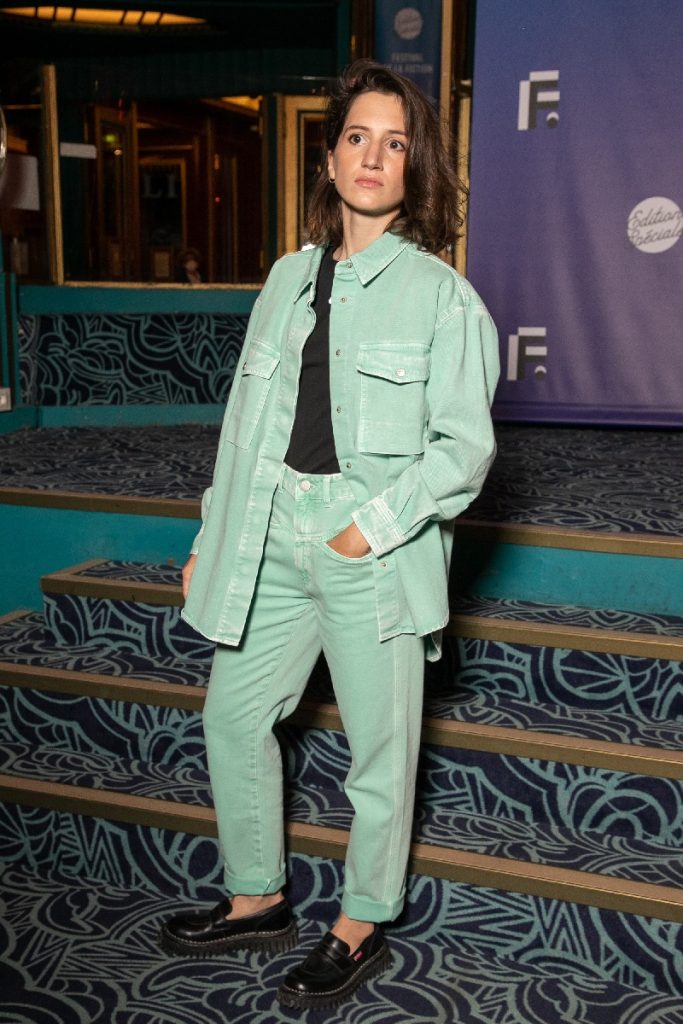 Singer Aloise Sauvage attends the "Possessions" photocall at the Festival Fiction De La Rochelle at Folies Bergeres on September 16, 2020 in Paris, France