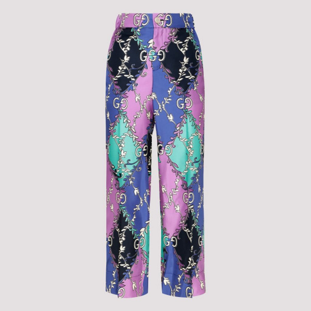 Pantaloni Gucci seta logo